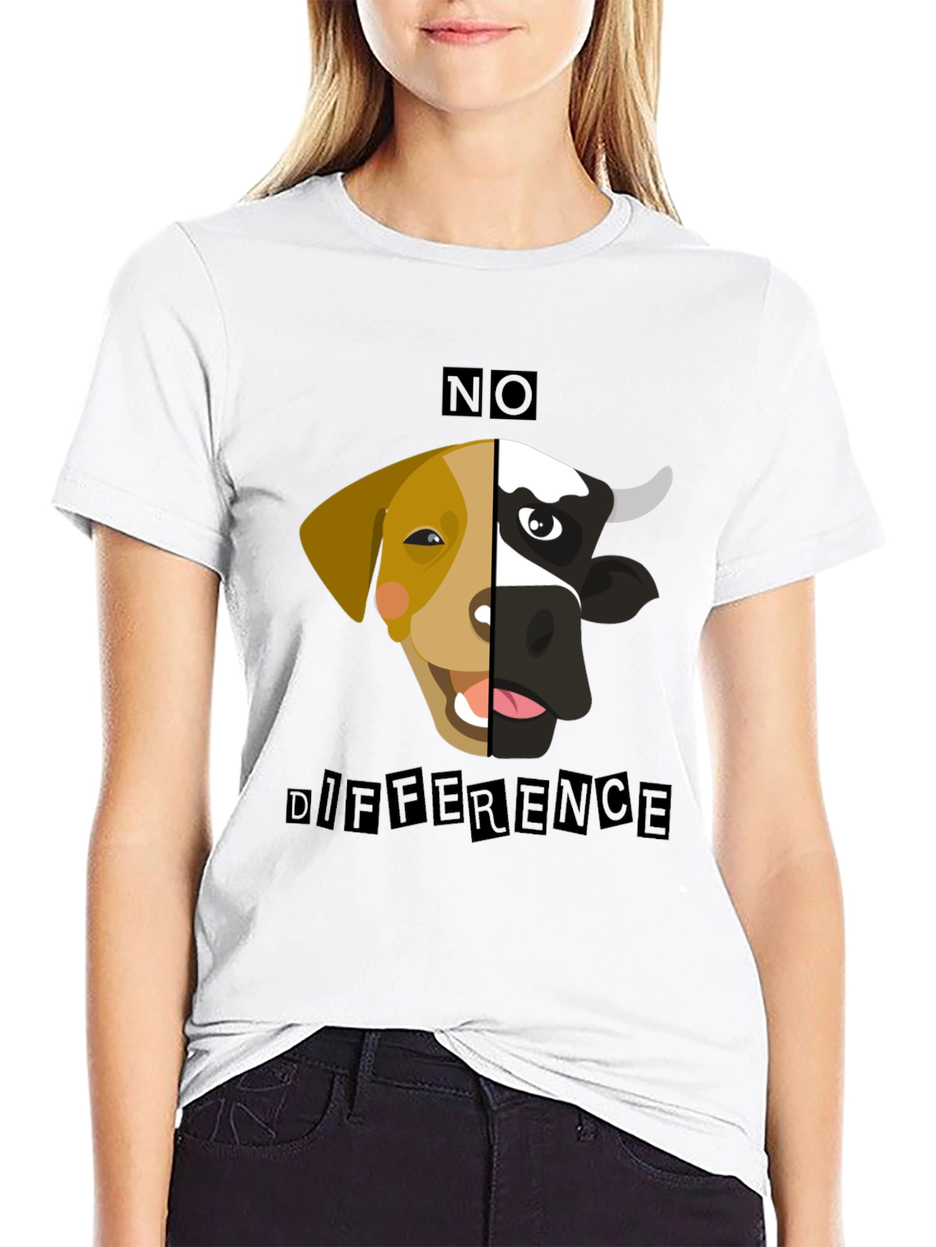 Black No Difference Tee: Vegan Animal Rights T-Shirt view 9