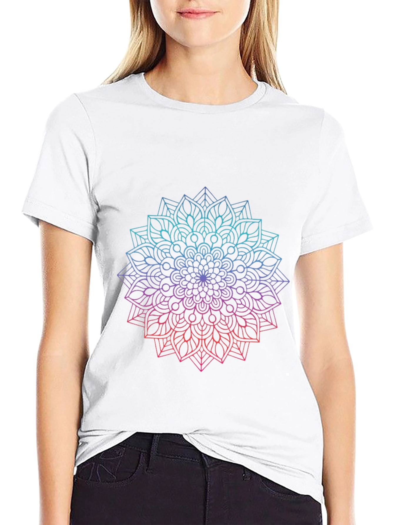 Black Mandala Gradient T-Shirt - Relaxed Fit view 9