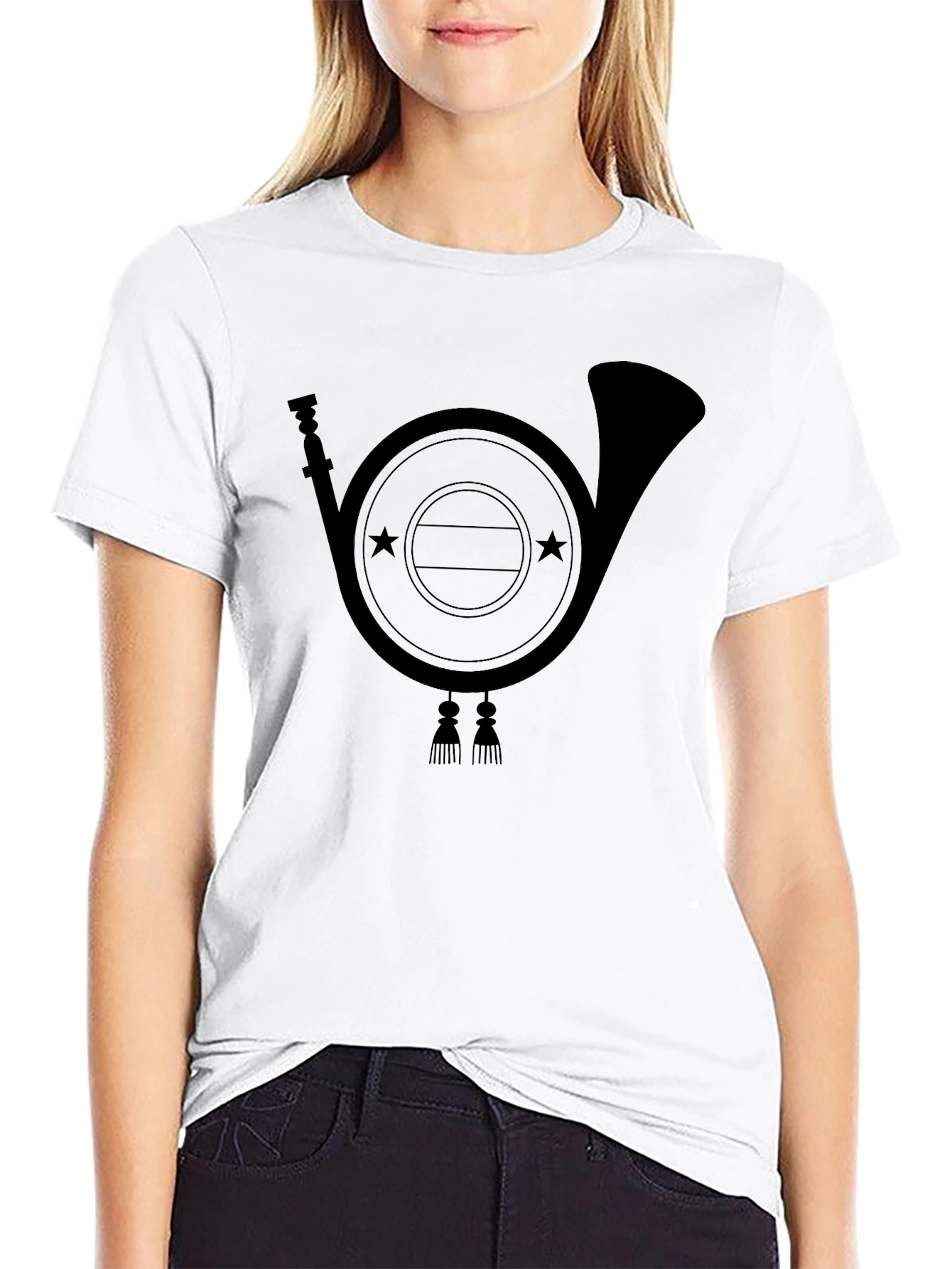 Black Hunting Horn Graphic T-Shirt - Black view 9