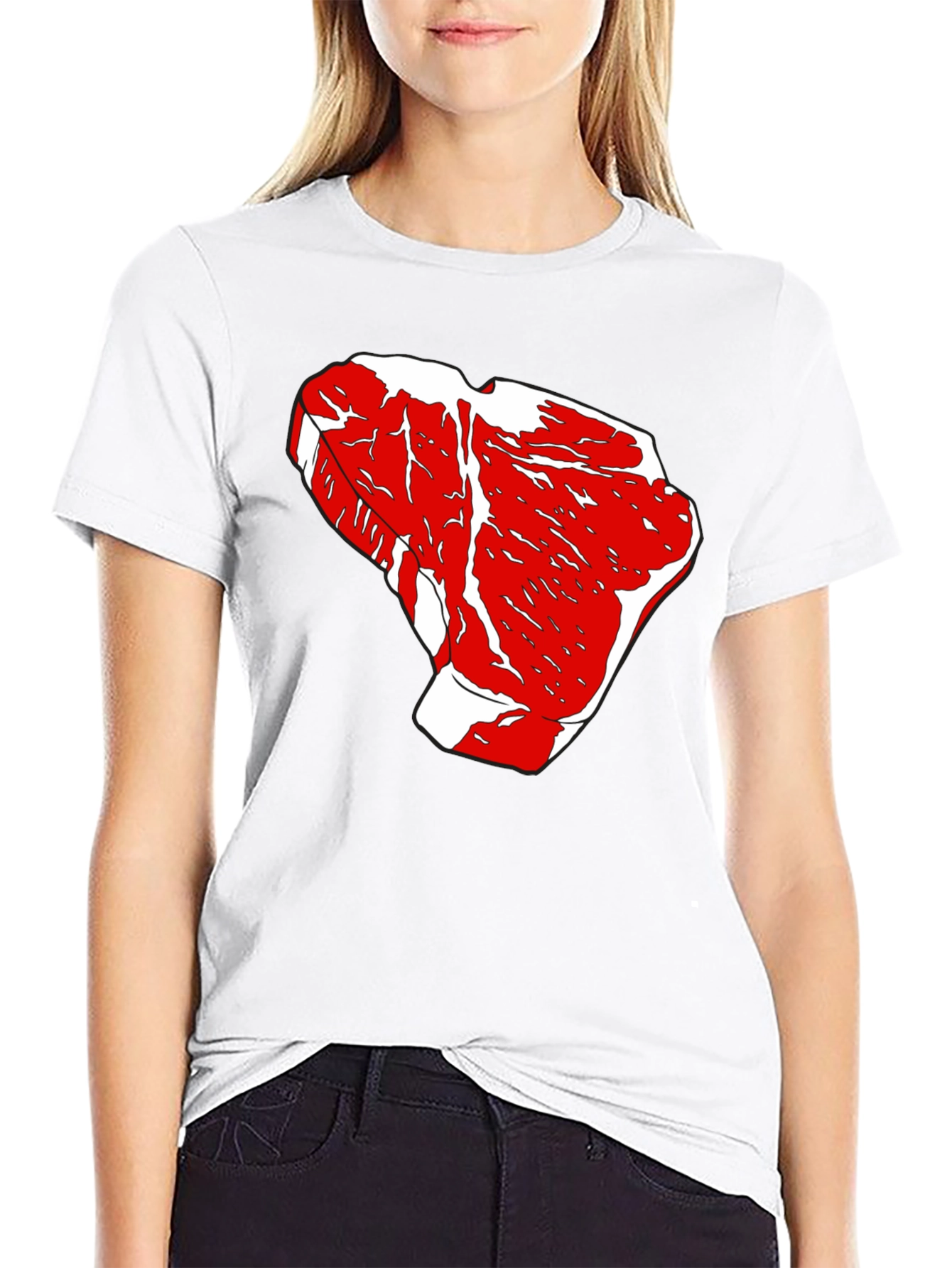 Black Steak Graphic Tee - Black Cotton T-Shirt view 9