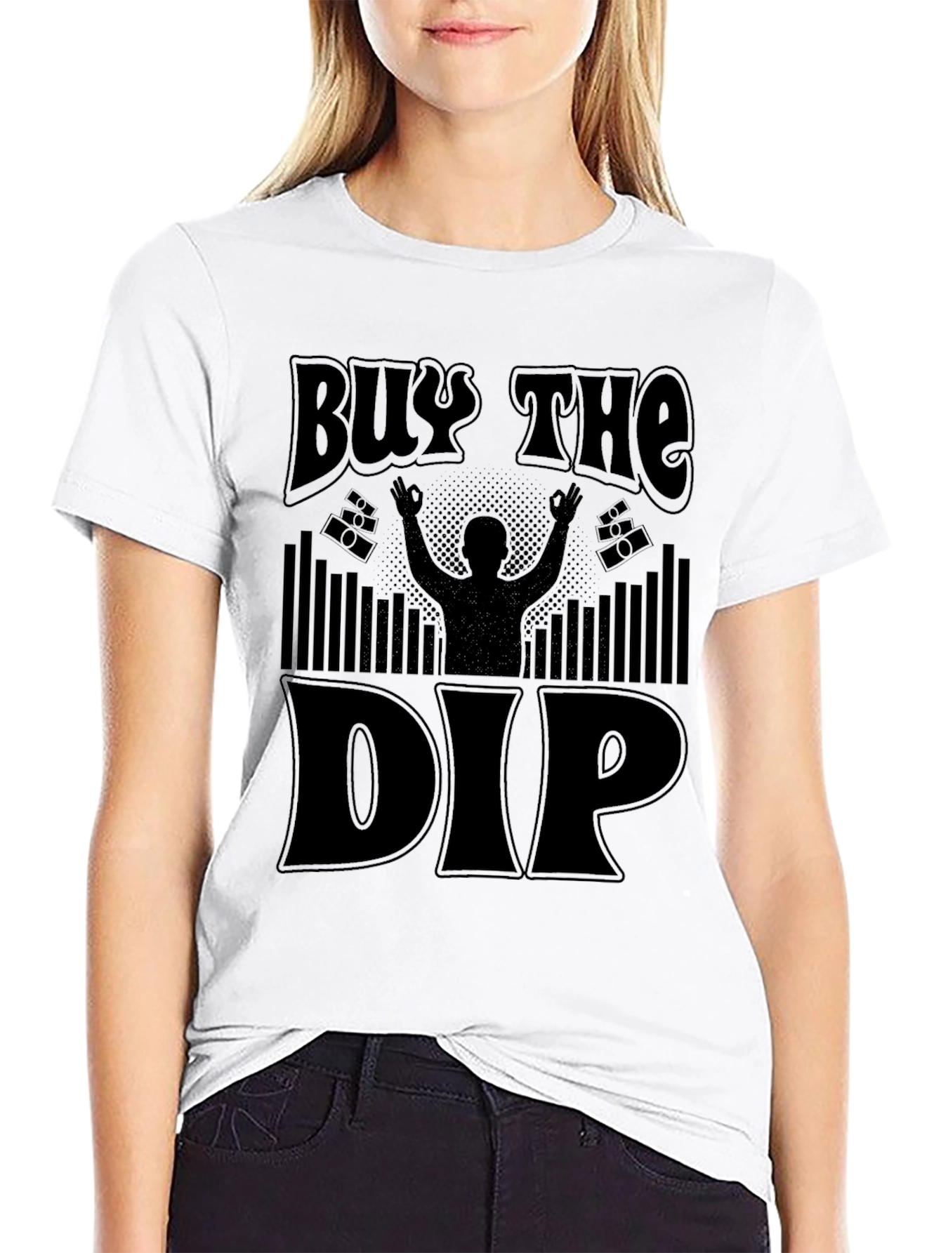 Black Buy The Dip Graphic T-Shirt - Stock Market Investor Tee view 9