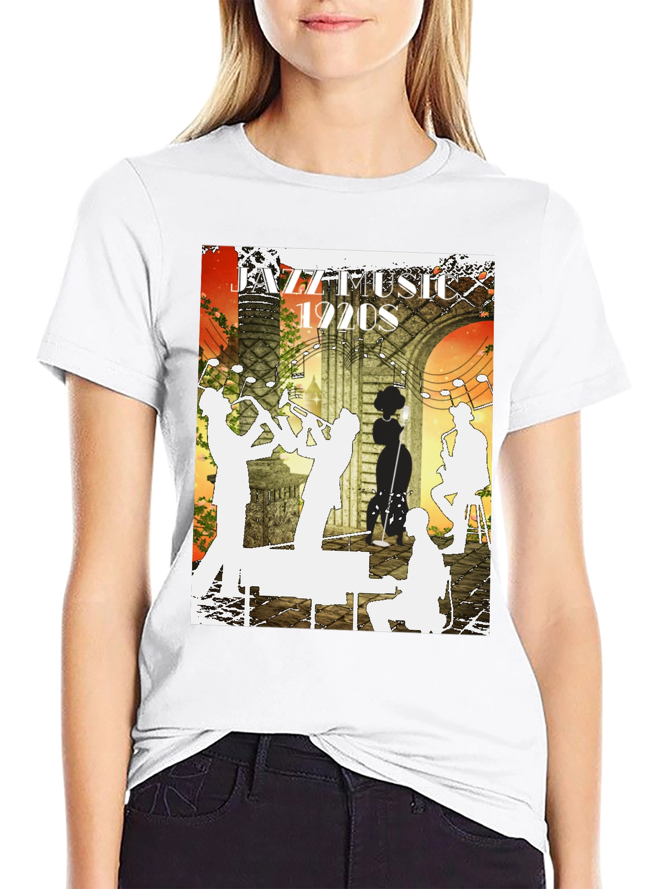 Black Jazz Music 1920s Graphic Tee view 9