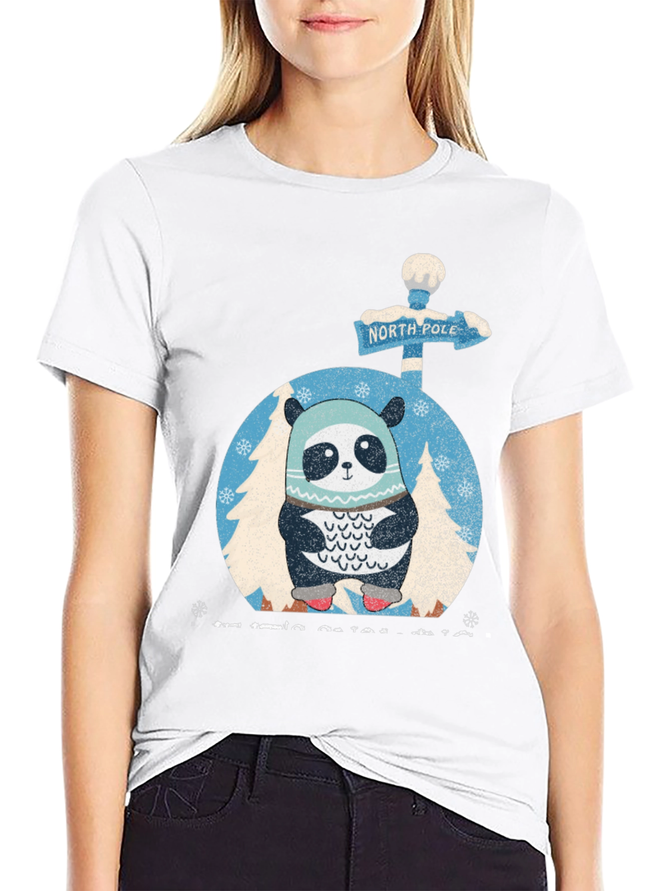 Black Winter Panda Graphic Tee view 9