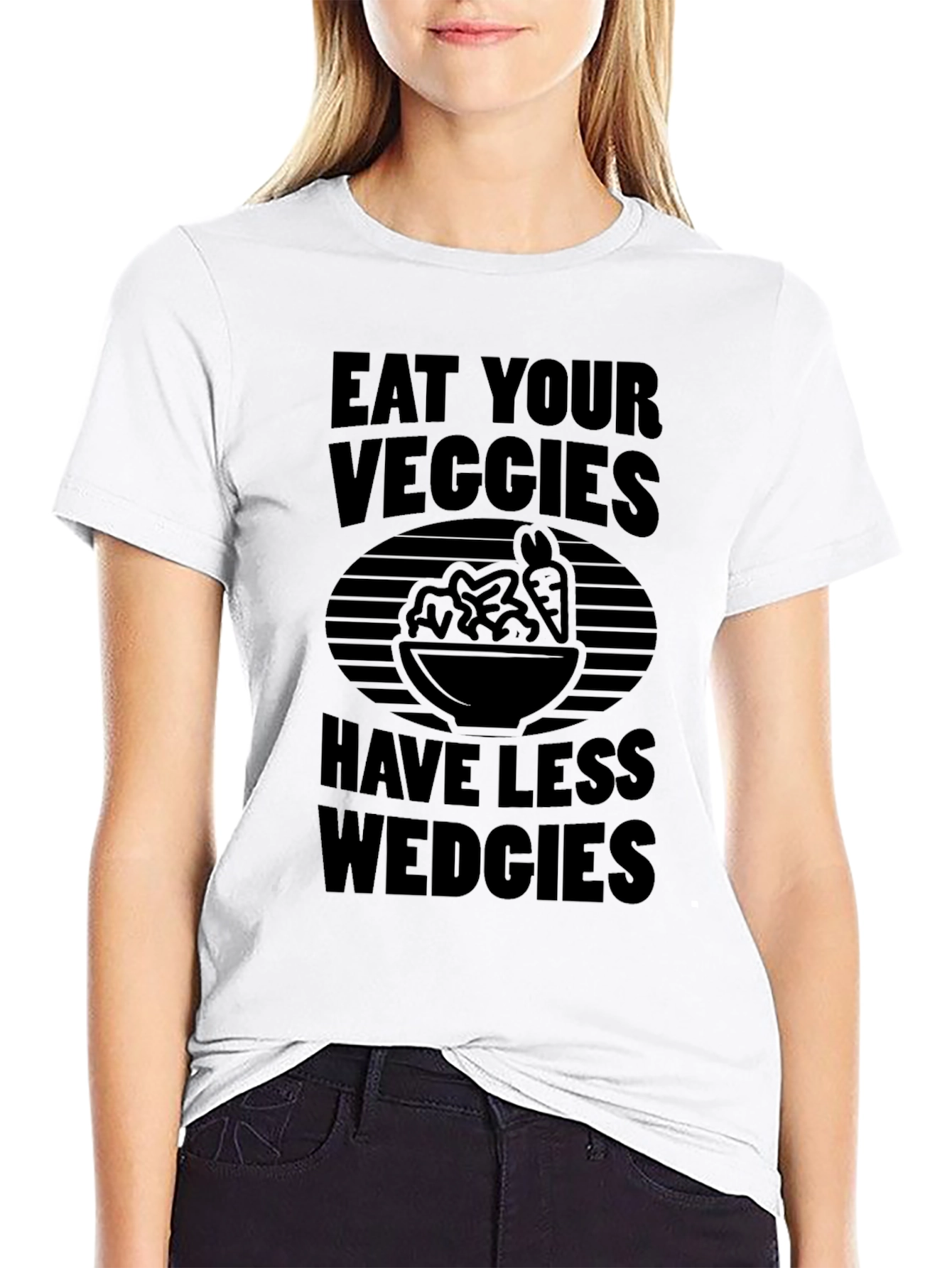 Black Eat Your Veggies Graphic Tee - Soft Cotton Blend view 9