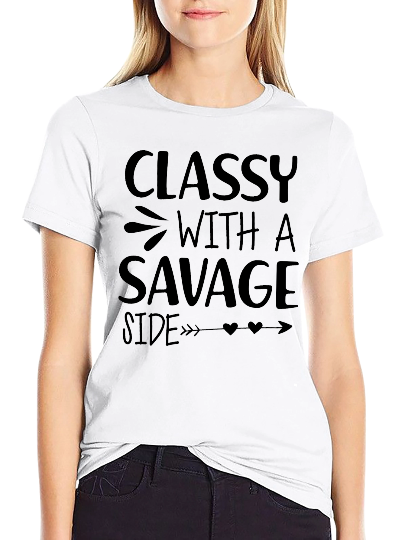 Black Classy with a Savage Side Black Graphic T-Shirt view 9