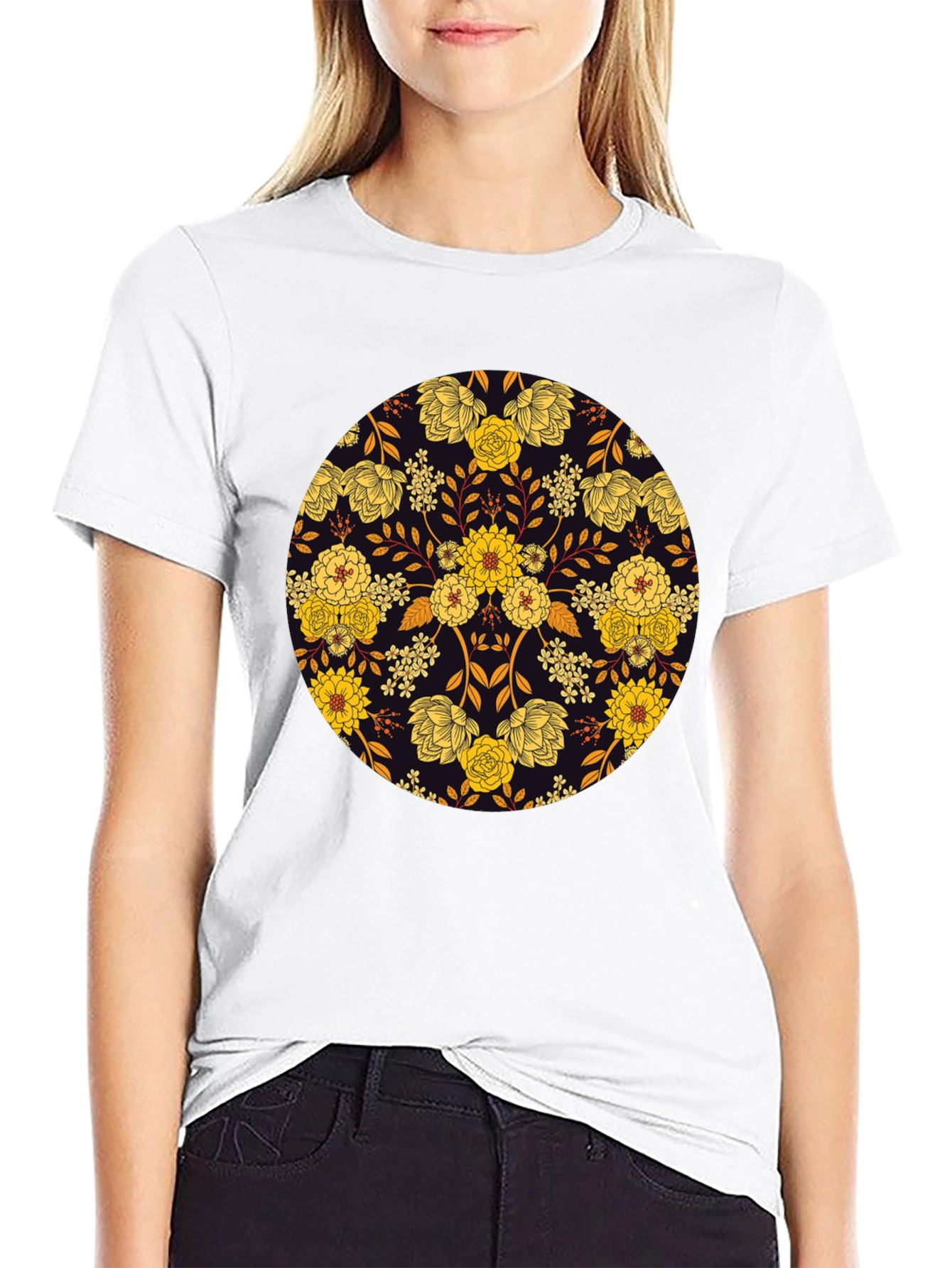 Black Floral Mandala Graphic Tee - Stylish Men's T-Shirt view 9