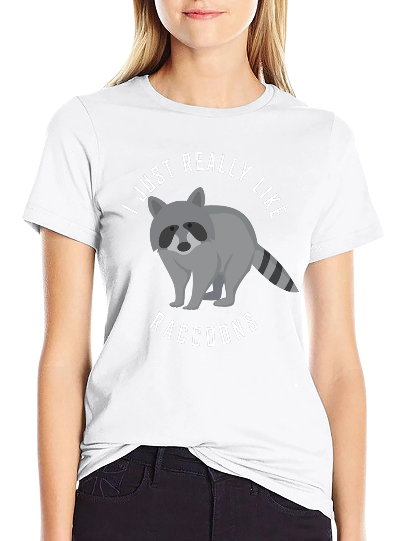 Black I Just Really Like Raccoons Graphic T-Shirt view 9
