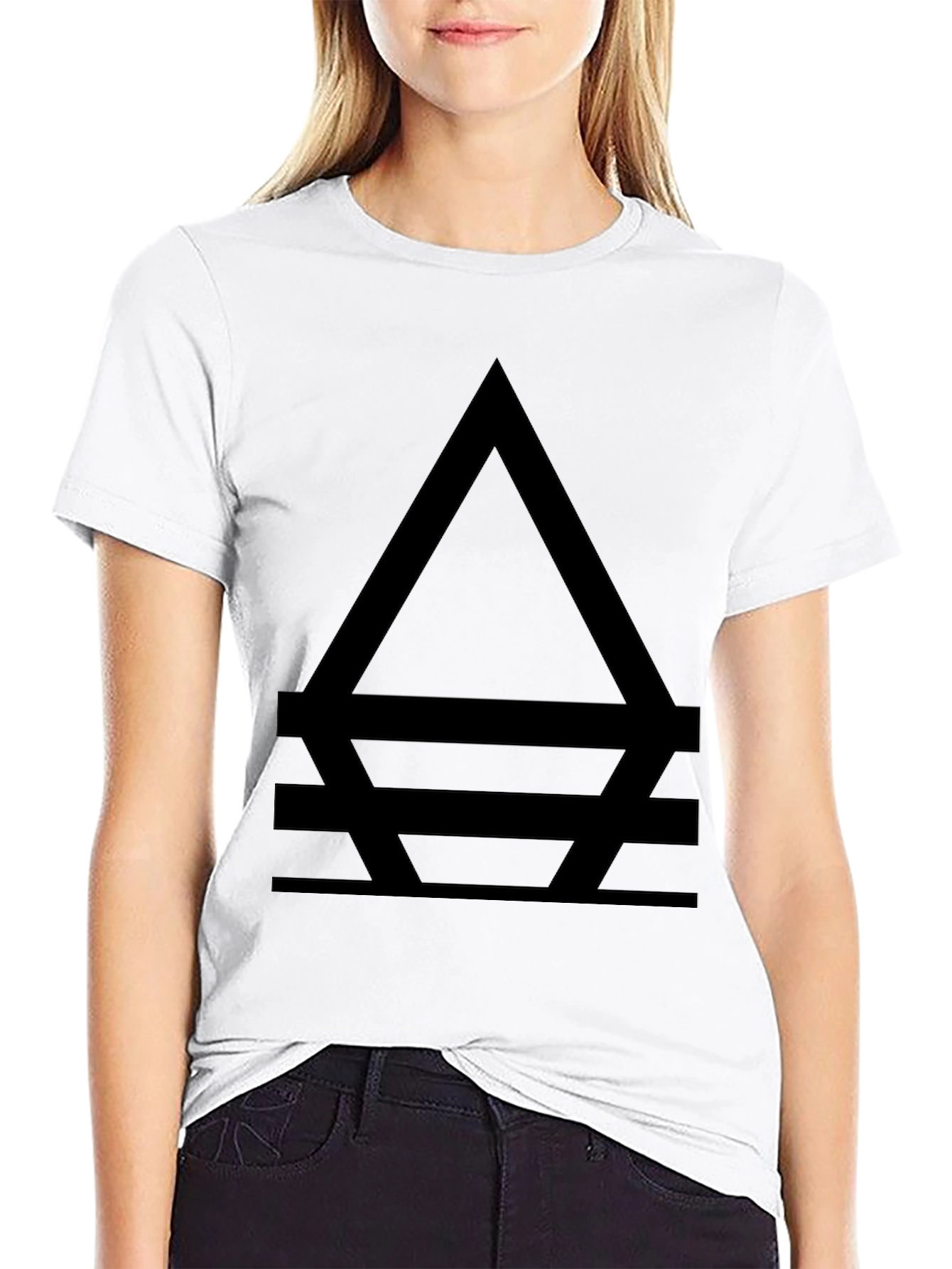 Black Geometric Symbol Black T-Shirt view 9