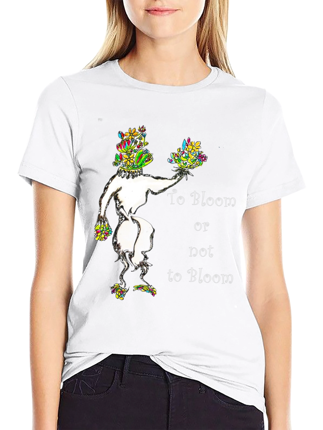 Black Floral Bloom T-Shirt: To Bloom or Not to Bloom view 9