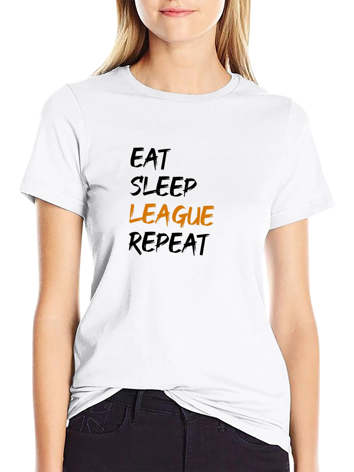 Black Eat Sleep League Repeat Black T-Shirt view 9