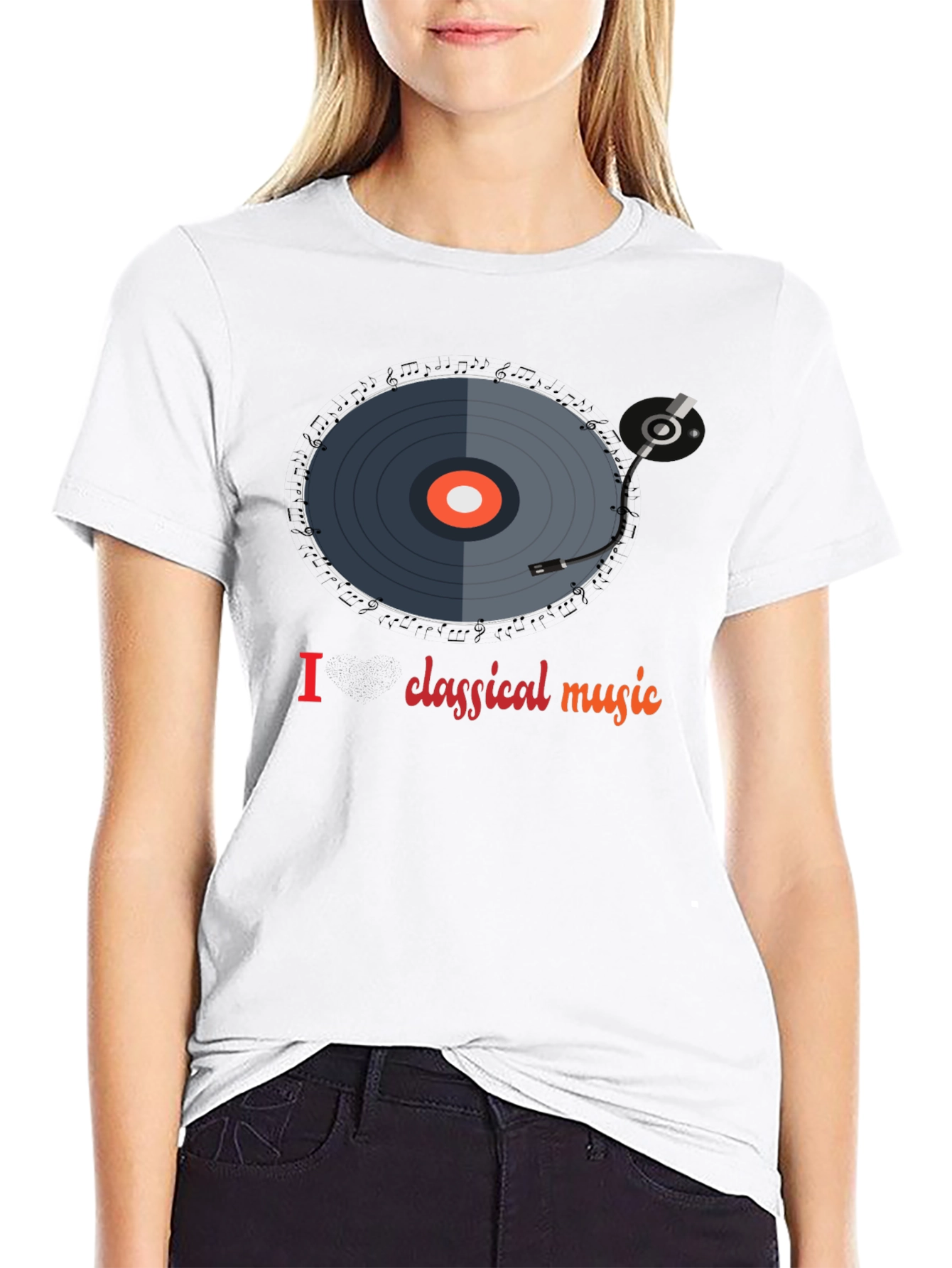 Black I Love Classical Music Vinyl Record Graphic Tee view 9