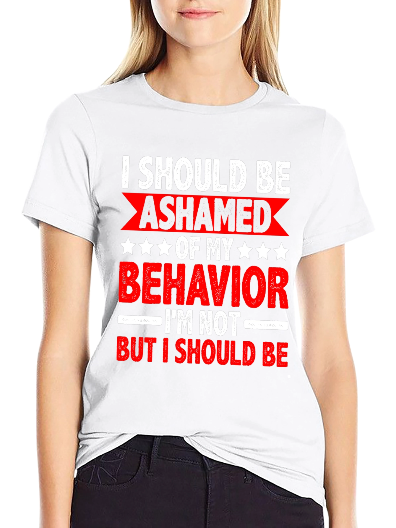 Black Funny Sarcastic Graphic Tee - I Should Be Ashamed view 9