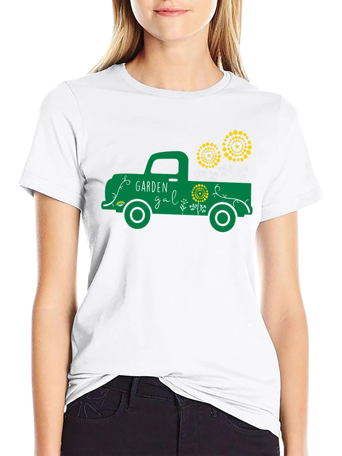 Black Garden Gal Graphic Tee - Vintage Truck Design view 9