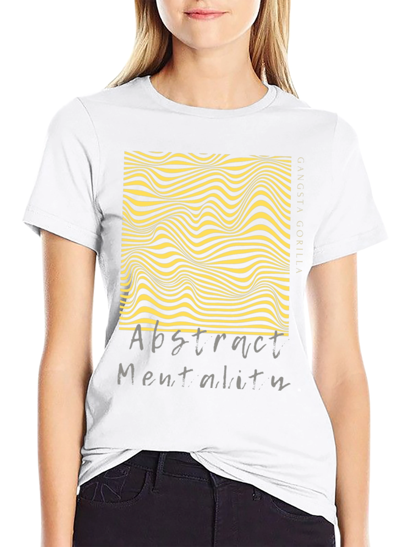 Black Abstract Mentality Graphic Tee - Modern Design view 9