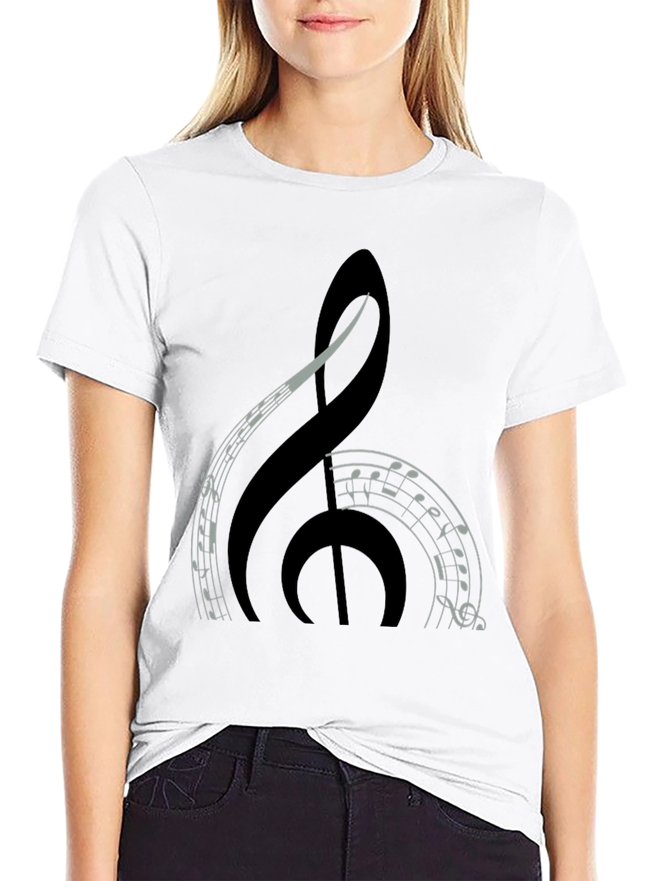 Black Music Treble Clef Graphic Tee - Black view 9