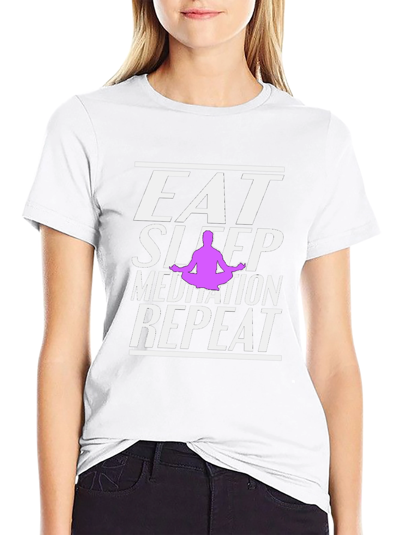 Black Eat Sleep Meditation Repeat Graphic T-Shirt view 9