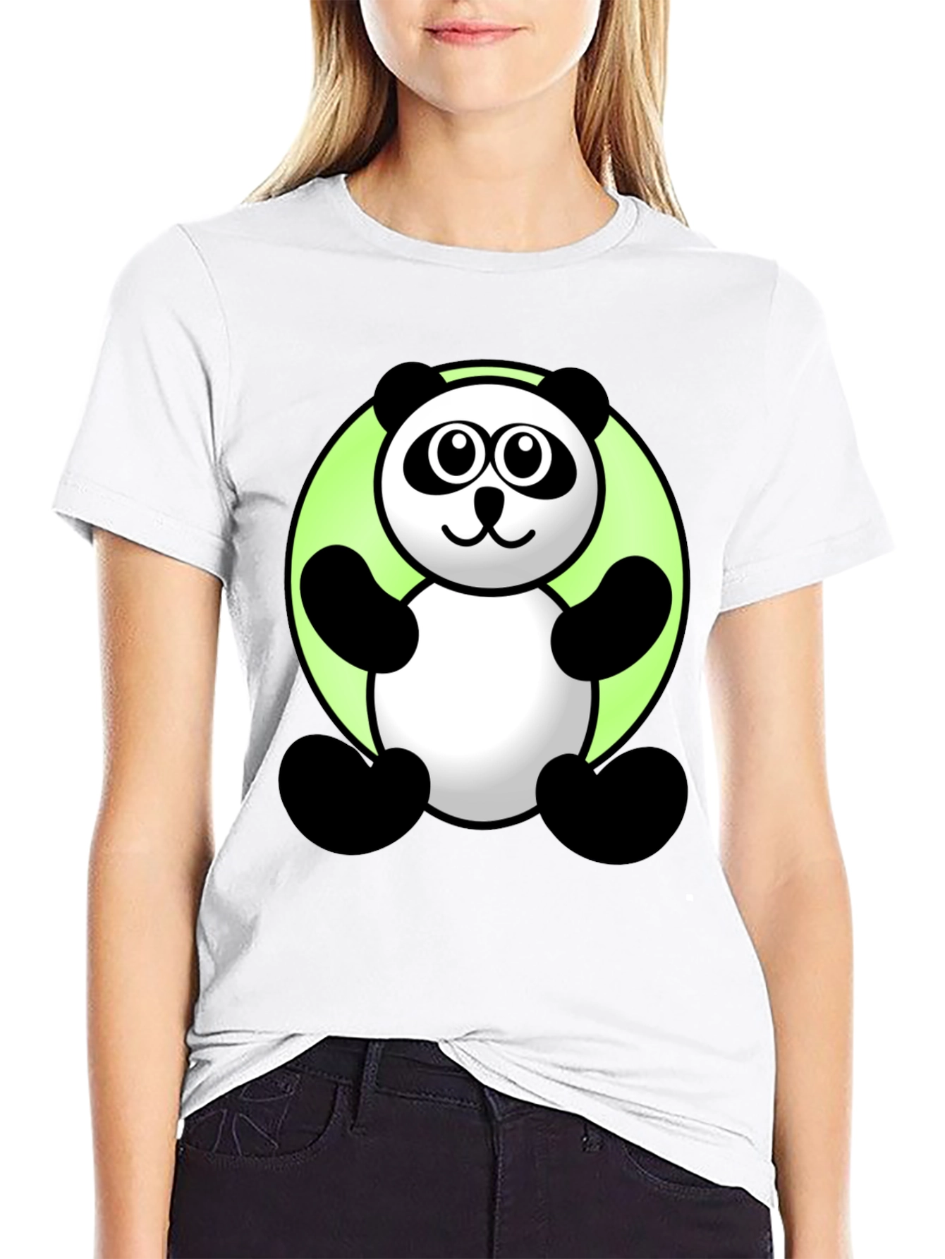 Black Cute Cartoon Panda Graphic Tee - Black T-Shirt view 9