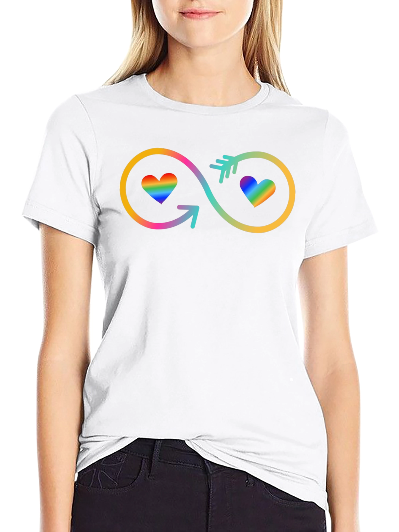 Black LGBTQ+ Rainbow Heart Infinity Symbol Tee view 9