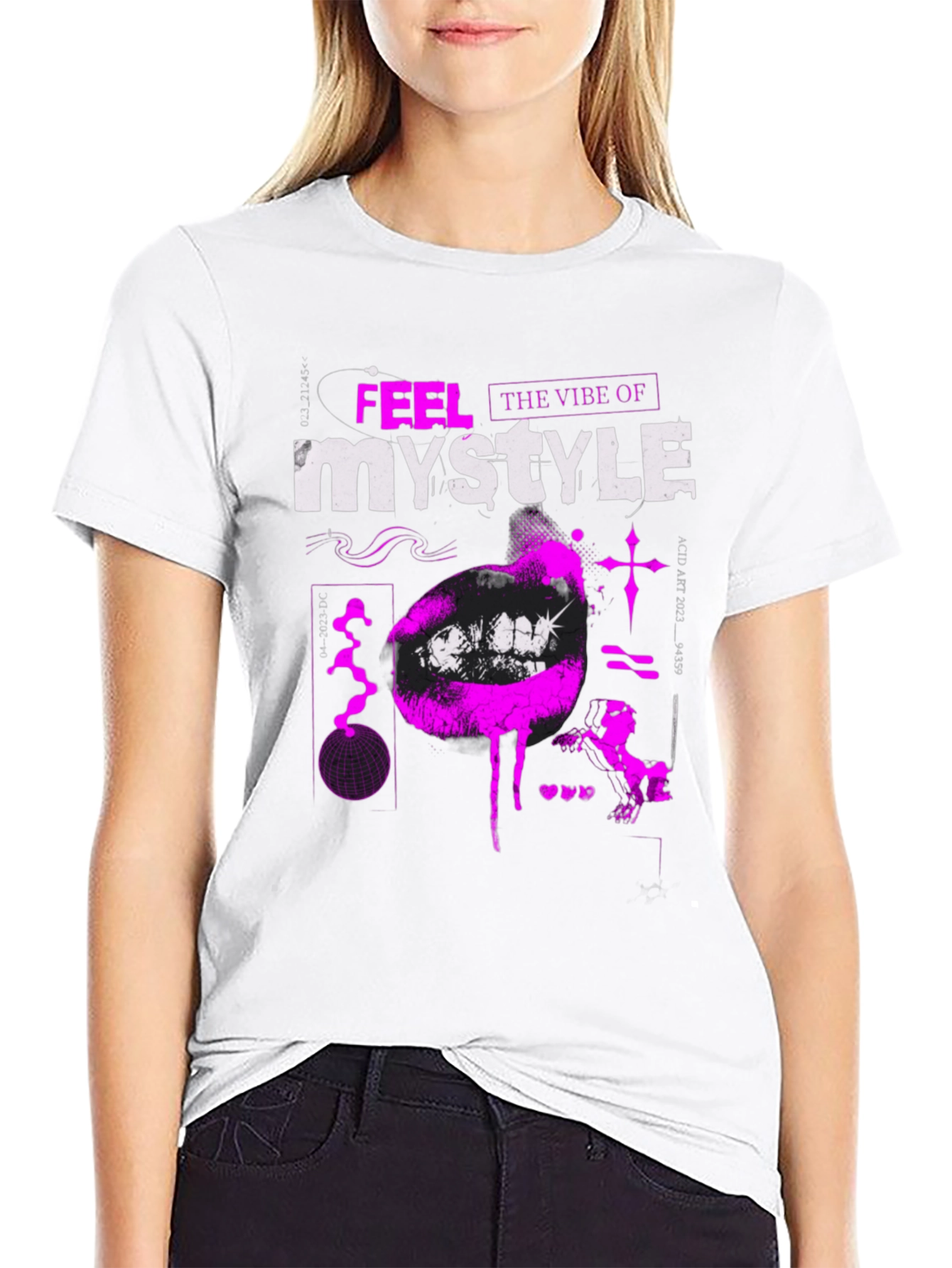 Black Trendy Black T-Shirt with Bold Graphic Print view 9