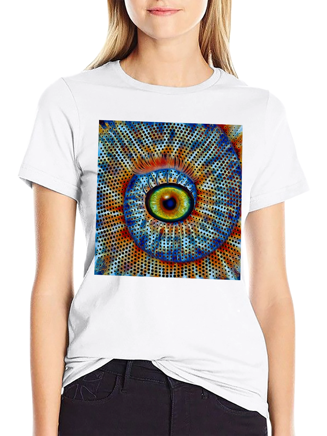 Black Surreal Eye Graphic Black T-Shirt view 9