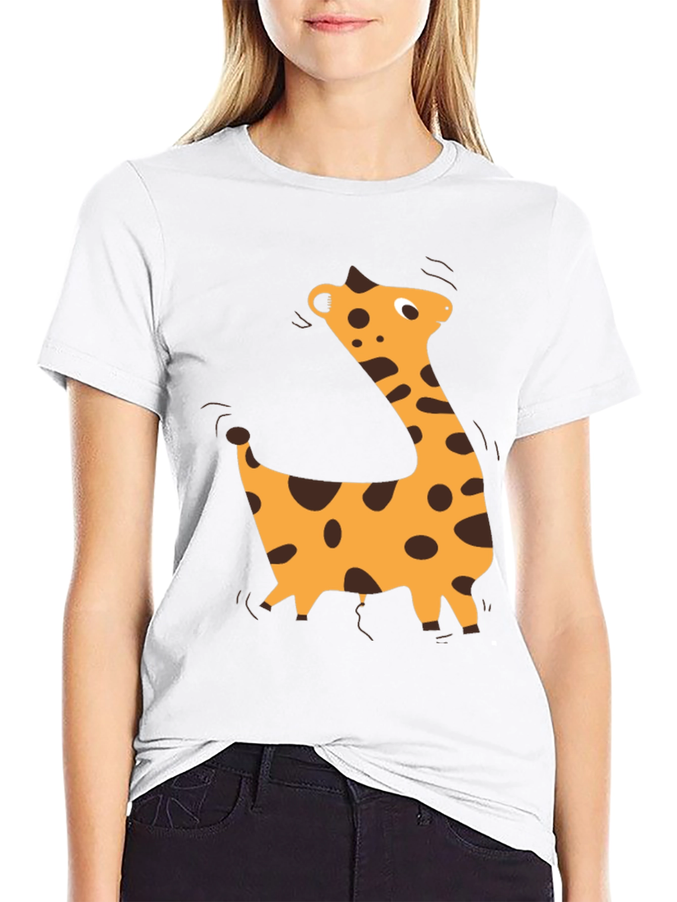 Black Giraffe Graphic Black T-Shirt - Casual Style view 9