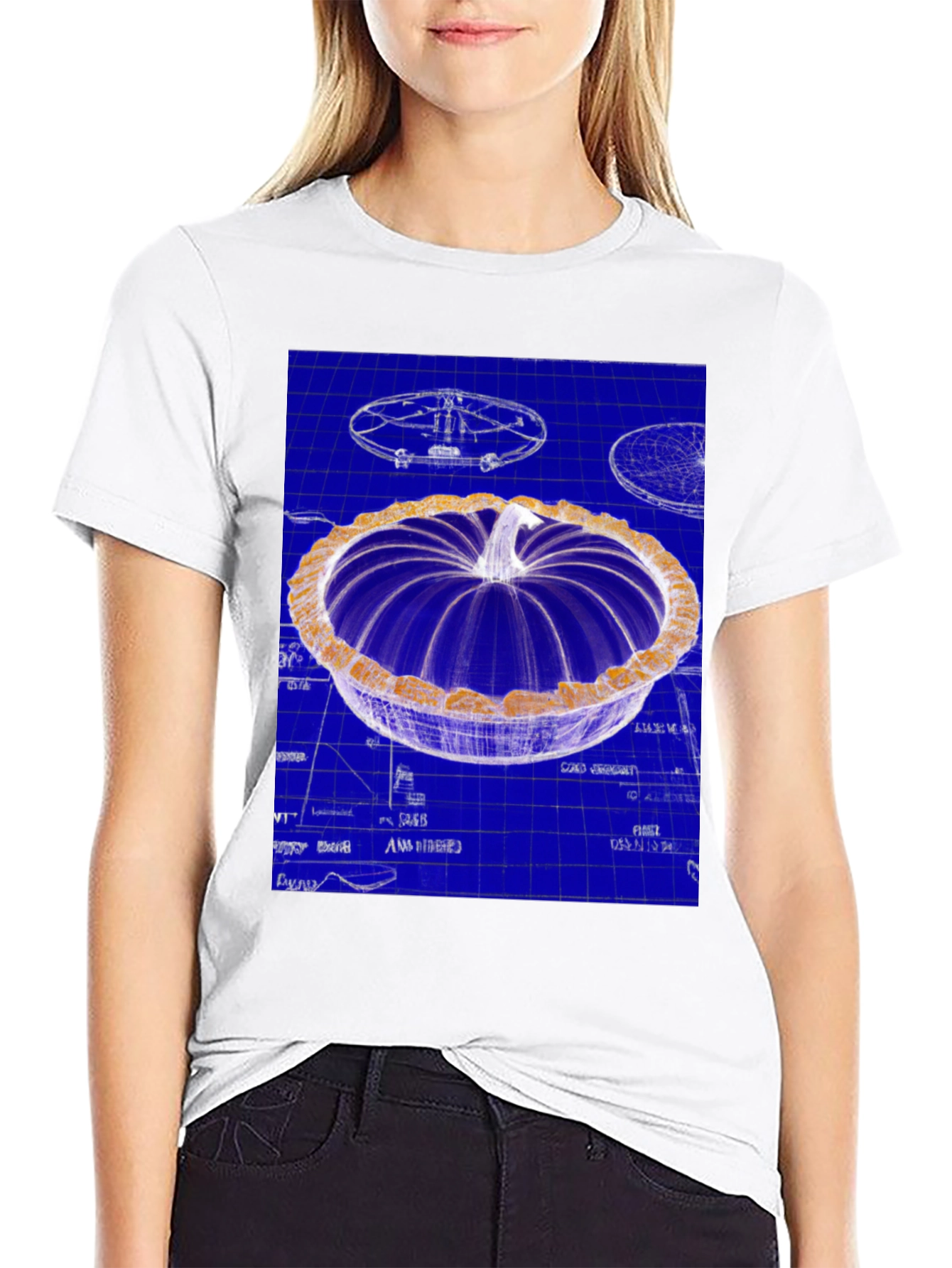 Black Blueprint Pumpkin Pie Graphic Tee view 9