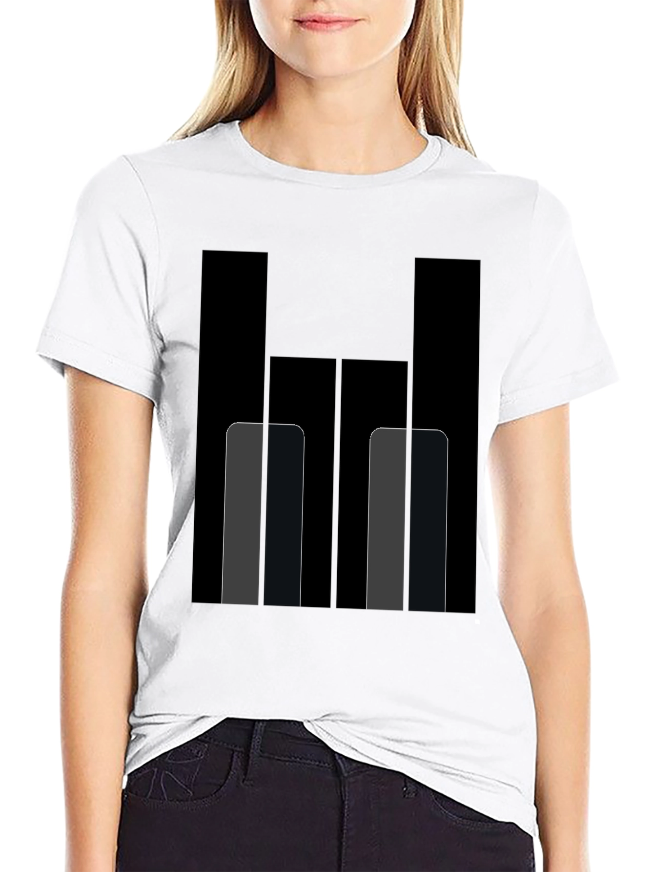 Black Modern Geometric Black Tee view 9