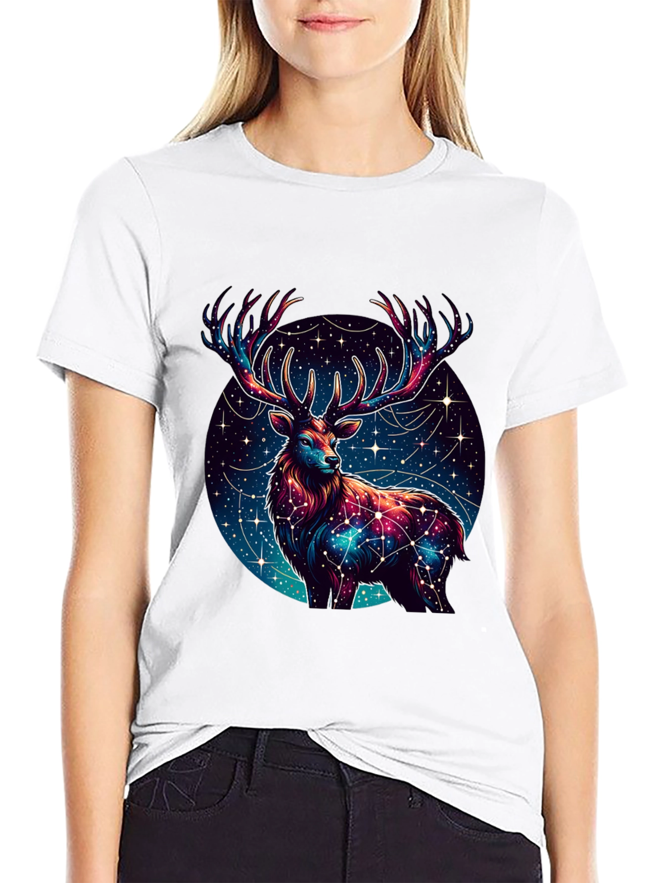 Black Cosmic Deer Graphic Tee - Black view 9