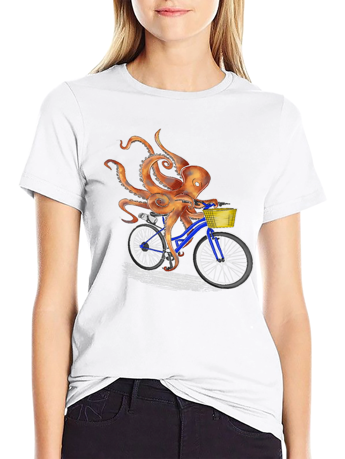 Black Octopus on Bike Graphic Tee - Unique & Fun T-Shirt view 9
