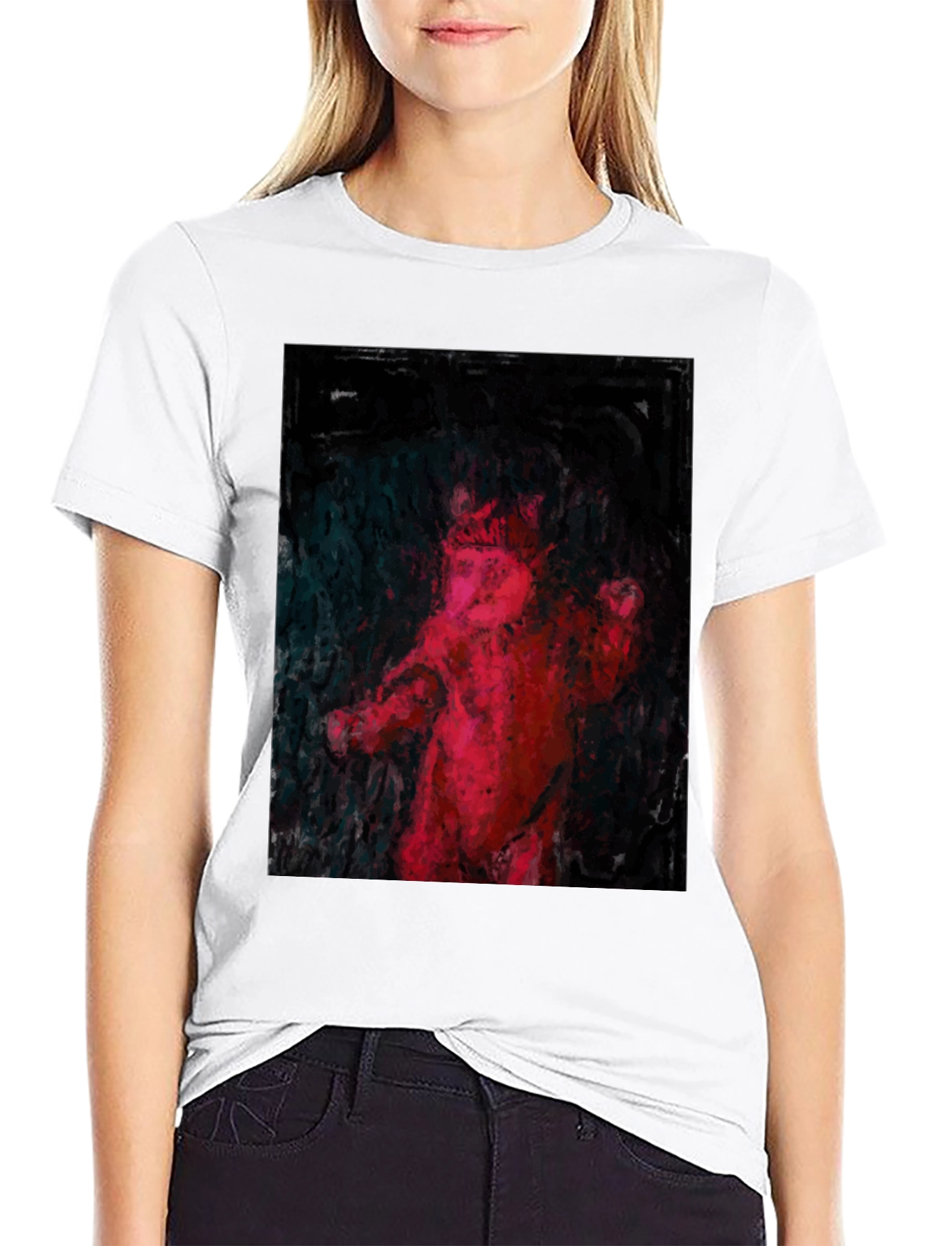 Black Abstract Red Figure Black T-Shirt view 9
