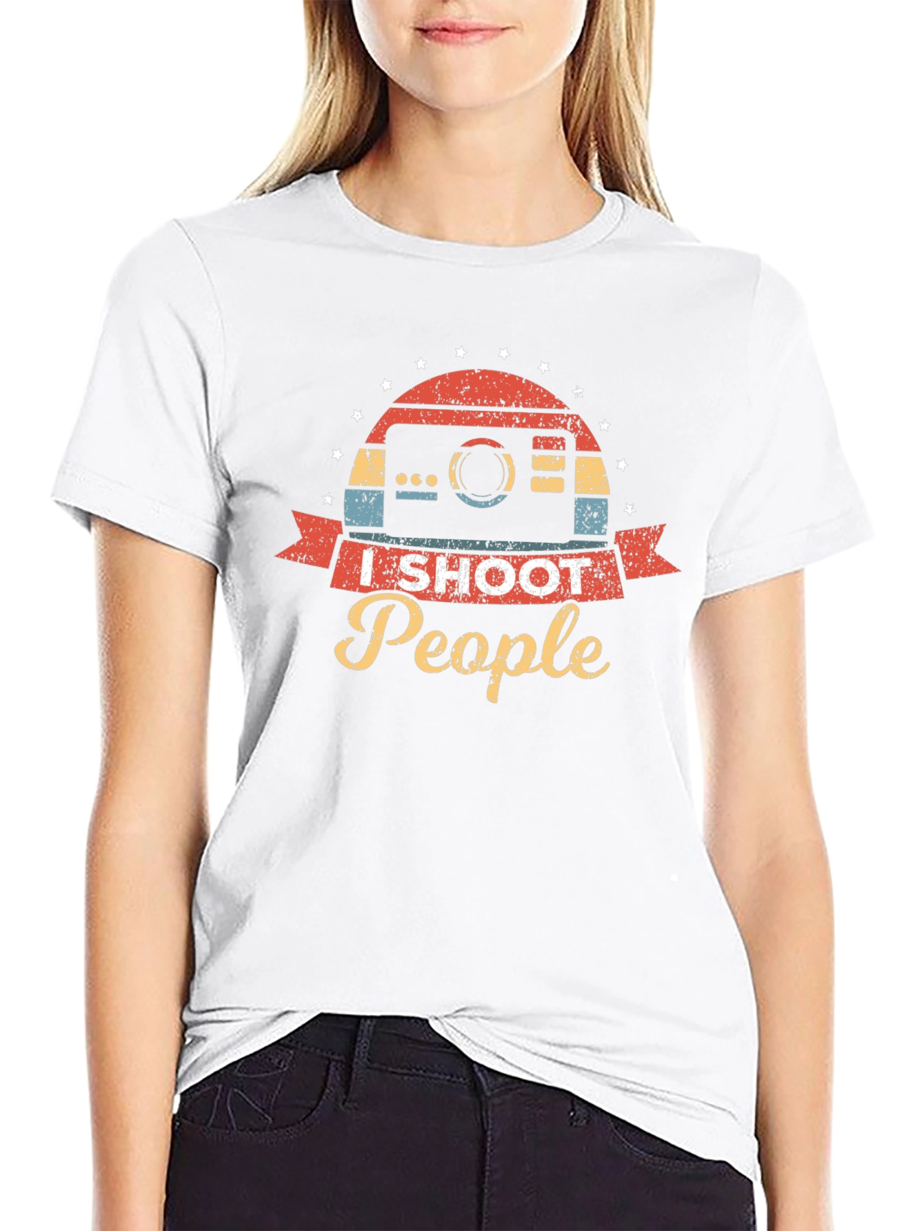 Black I Shoot People Camera Graphic Tee view 9
