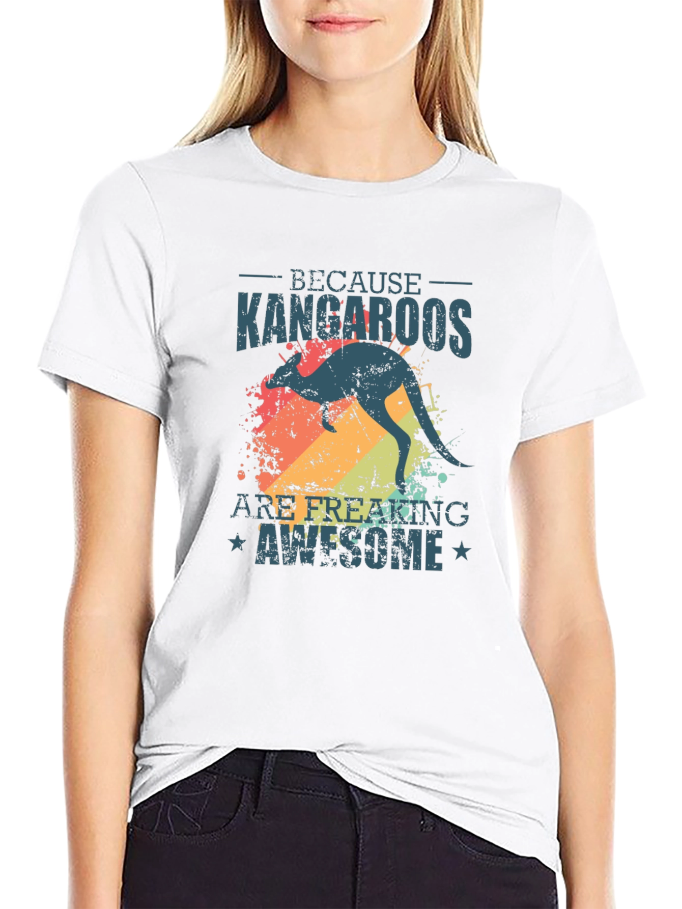 Black Kangaroo Graphic Tee - Because Kangaroos Are Awesome view 9