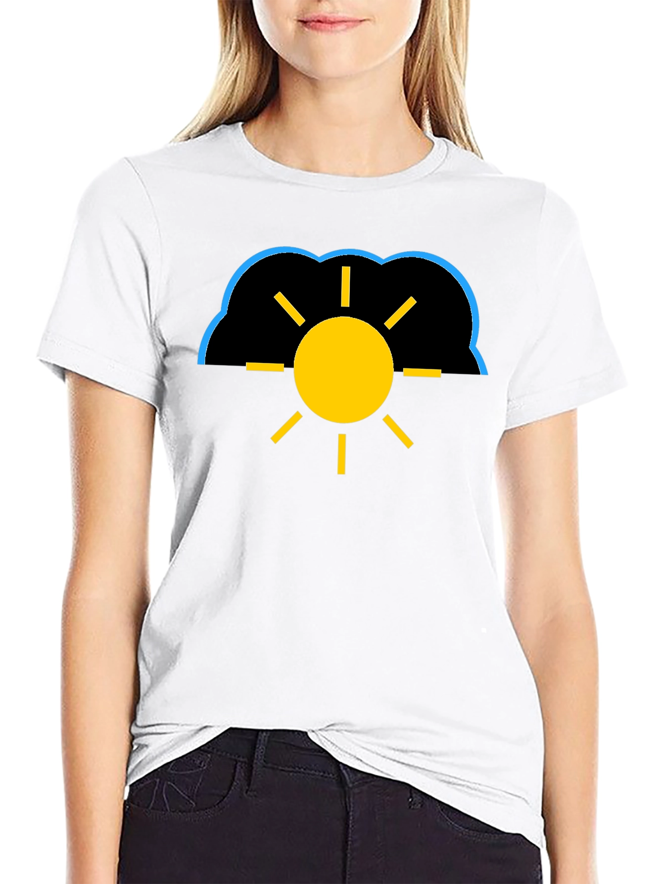 Black Cloudy Sun Black T-Shirt view 9