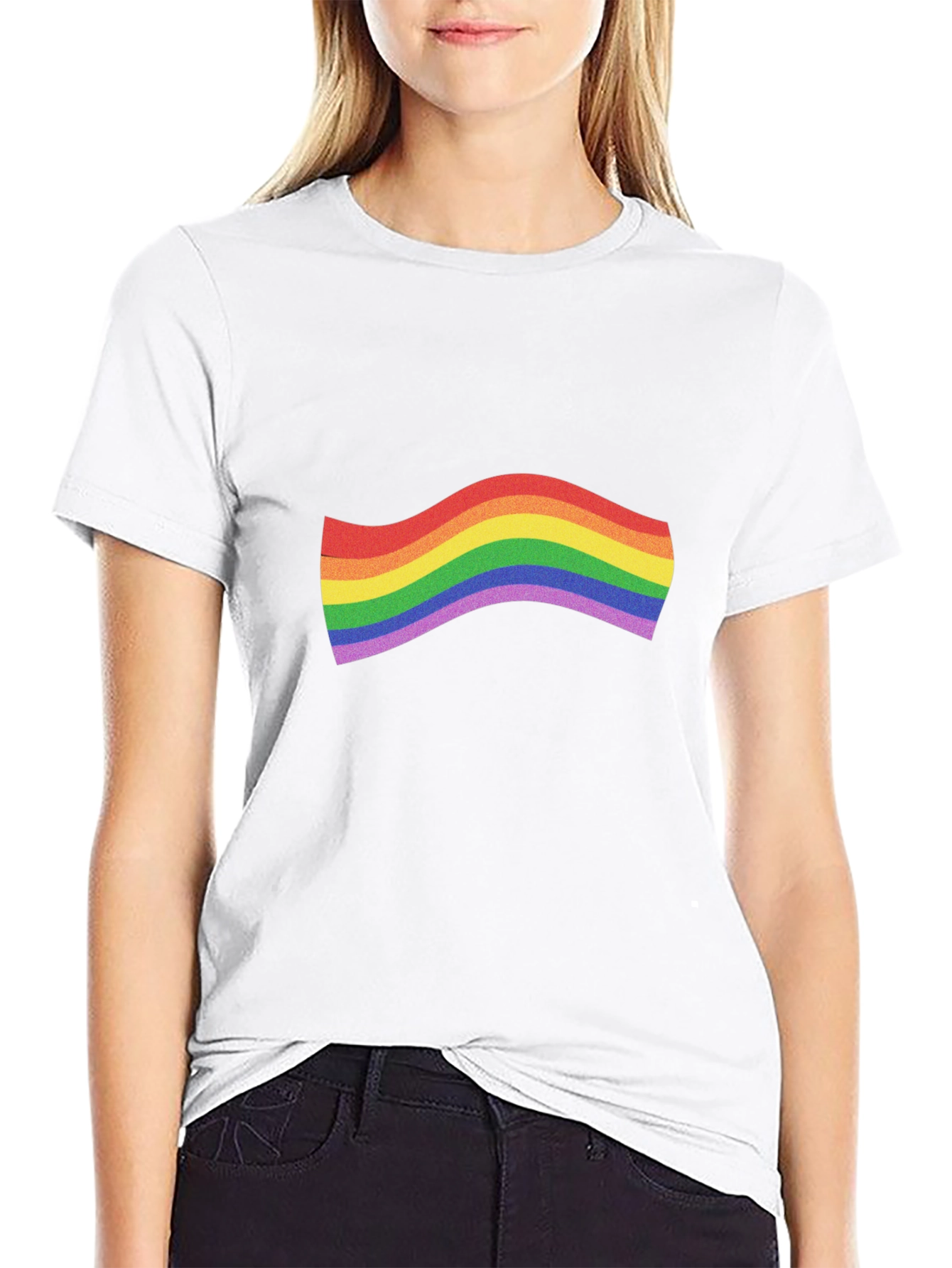 Black Pride Rainbow Wave Graphic Tee - Black Cotton T-Shirt view 9