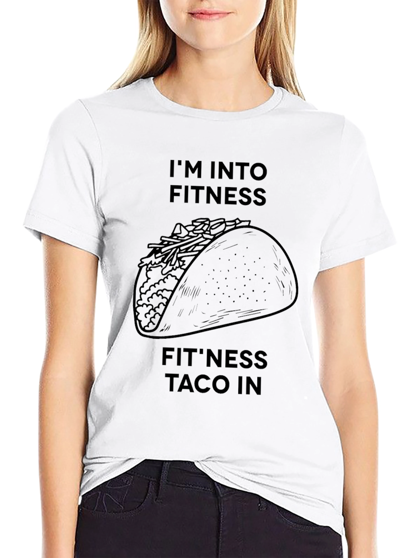 Black Fitness Taco Graphic Tee - Black Cotton view 9
