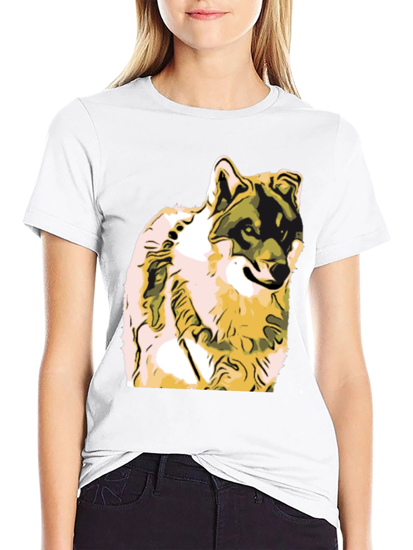 Black Wolf Graphic Print Black T-Shirt view 9