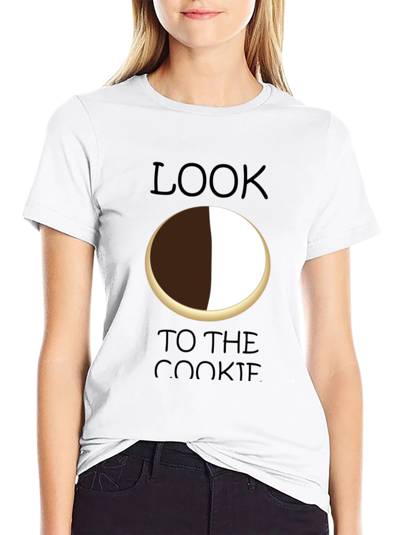 Black Look to the Cookie T-Shirt - Black & White Cookie Design view 9