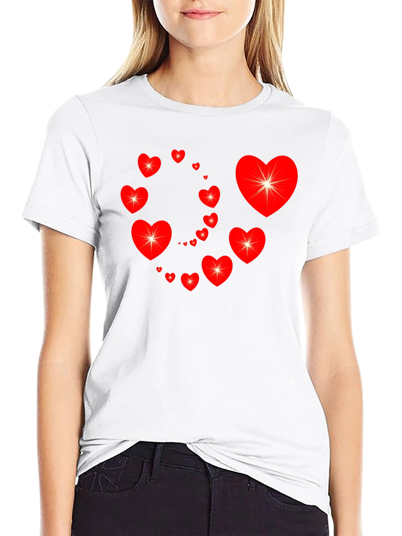 Black Heart Swirl Graphic Tee - Black Cotton Casual Shirt view 9