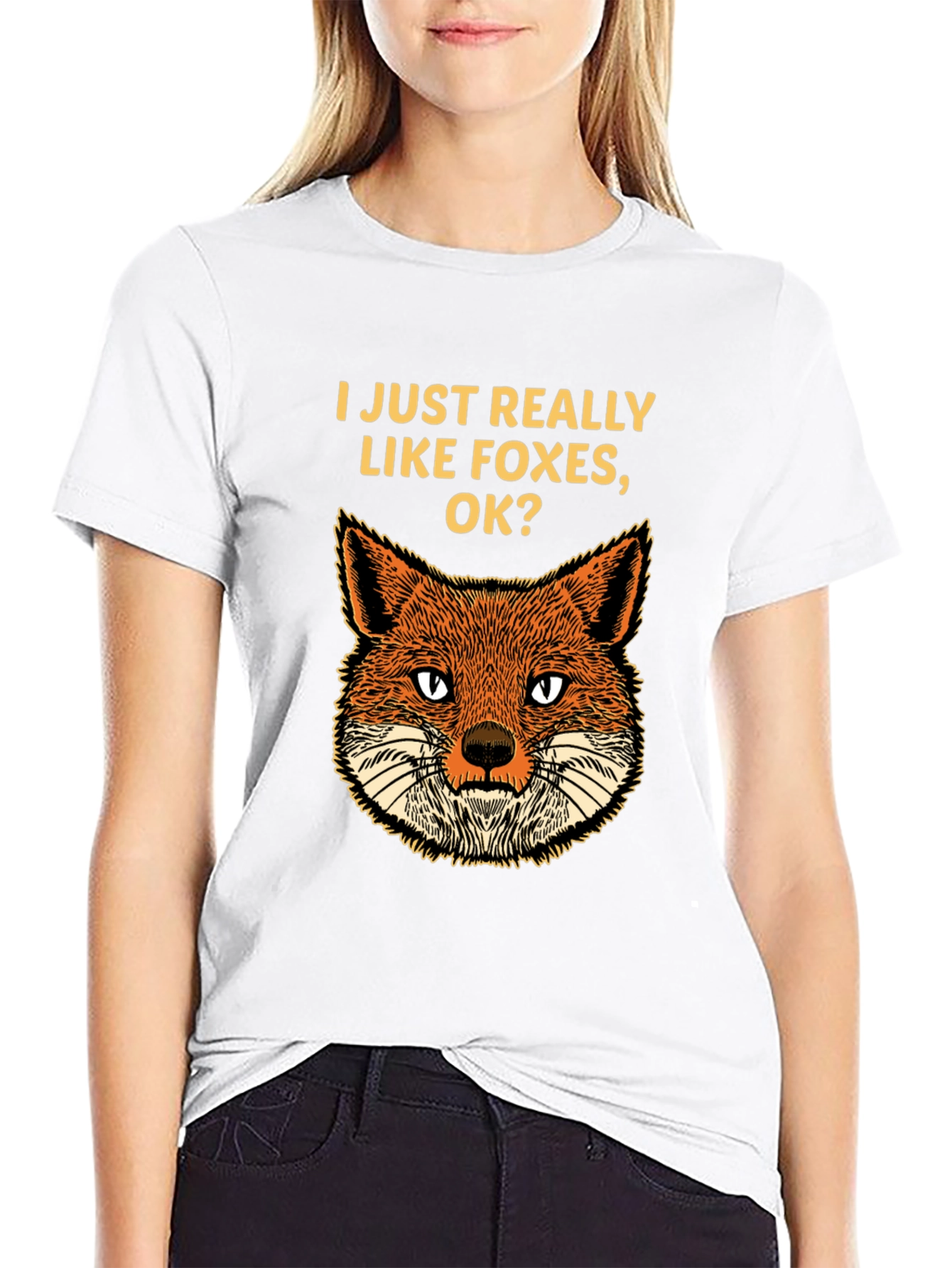 Black Fox Lover T-Shirt - I Just Really Like Foxes, Ok? view 9