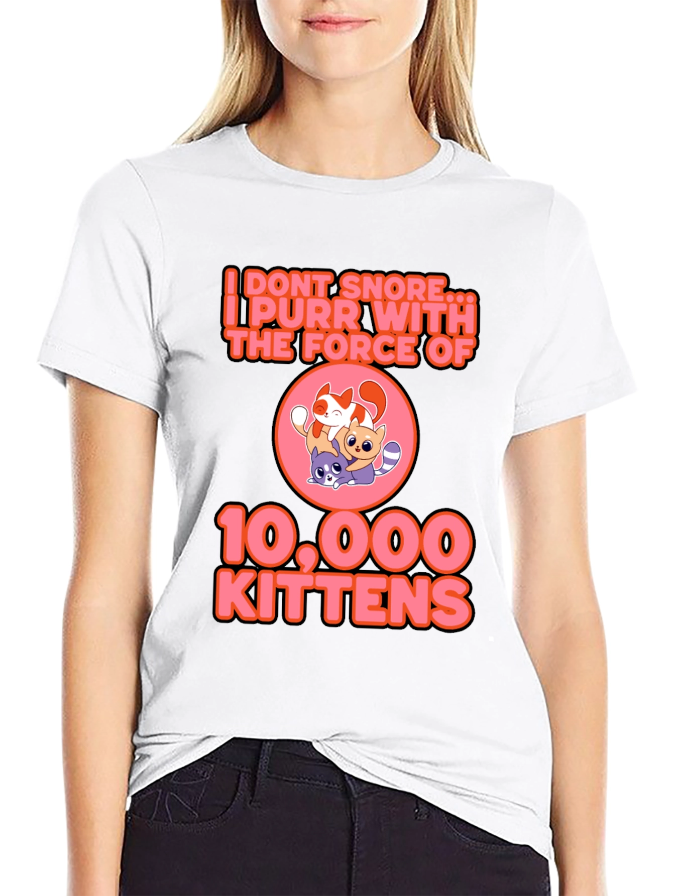 Black I Purr With The Force Of 10,000 Kittens Black T-Shirt view 9