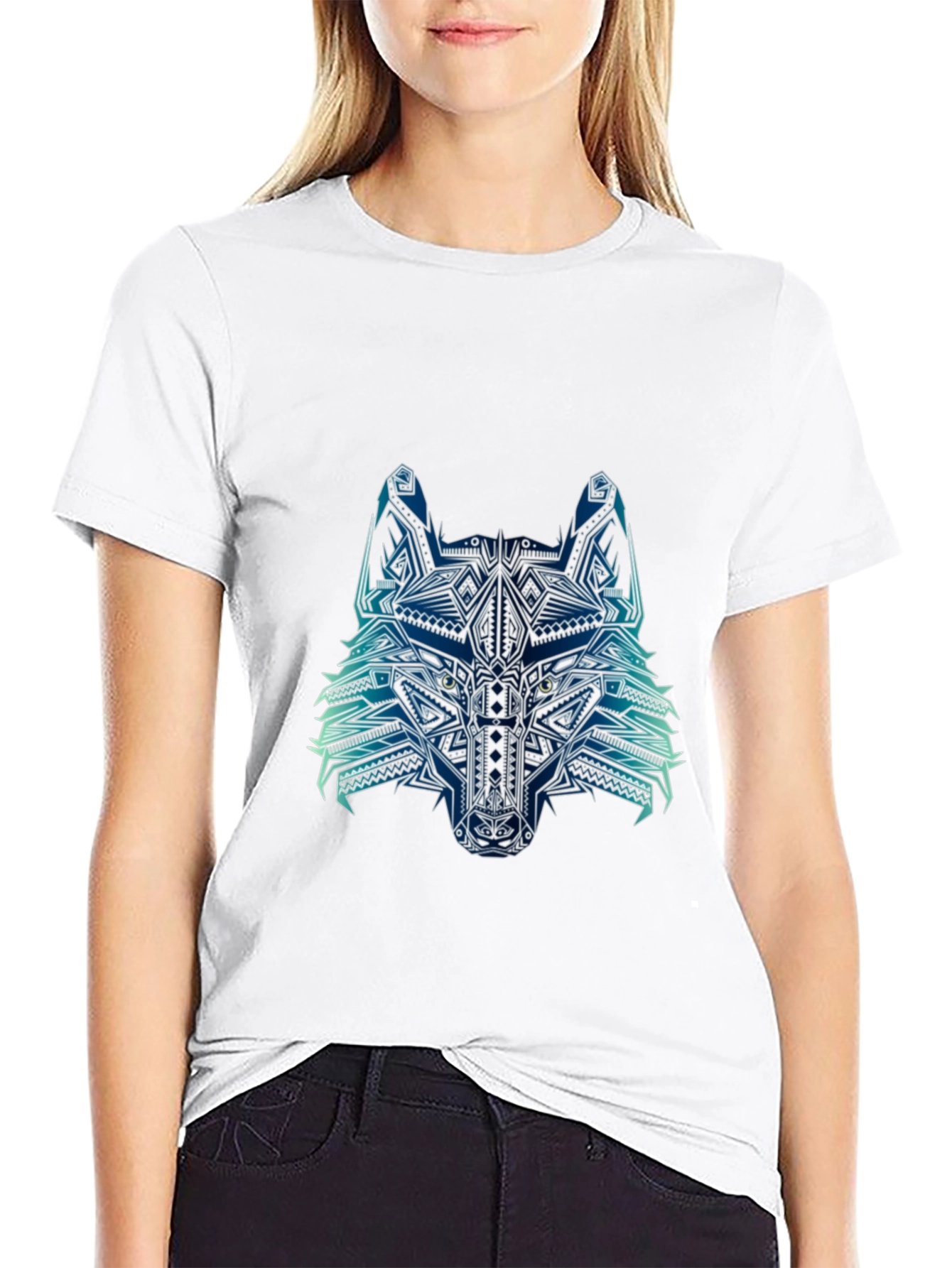 Black Abstract Wolf Graphic Tee - Mens Black T-Shirt view 9