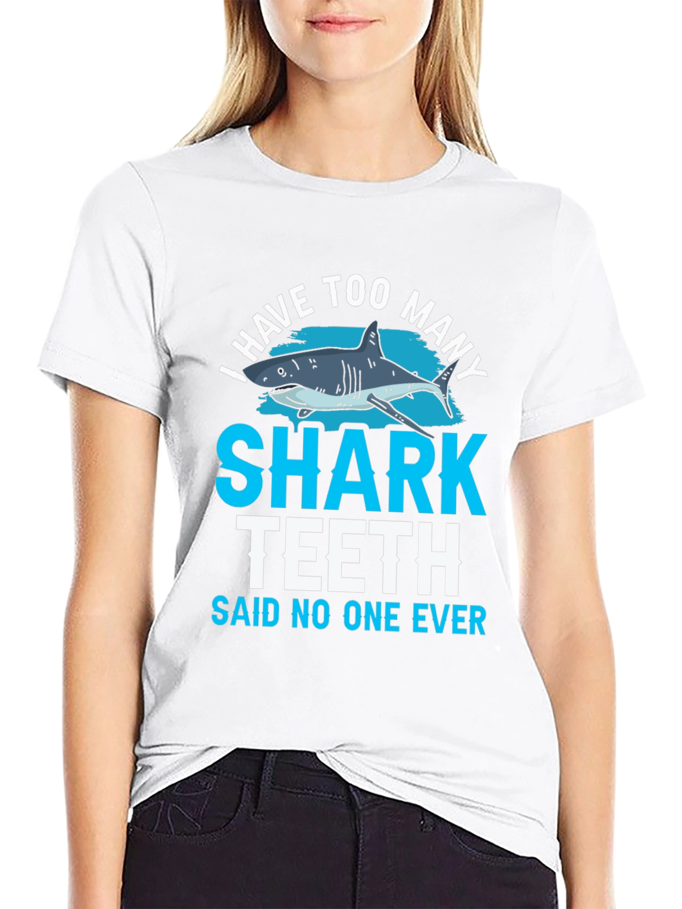 Black Shark Teeth Graphic T-Shirt - Funny Shark Lover Tee view 9