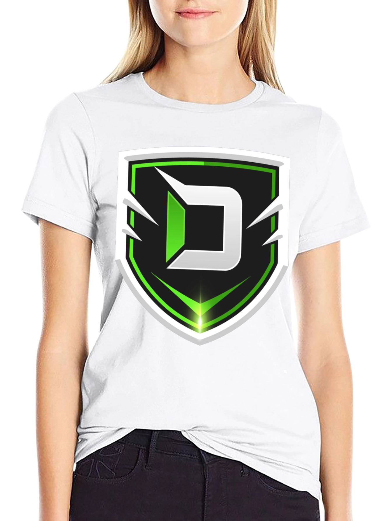 Black Tee with Green D Shield Logo - 9