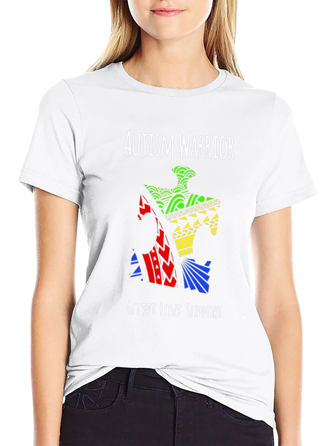 Black Autism Warrior Puzzle Piece T-Shirt view 9
