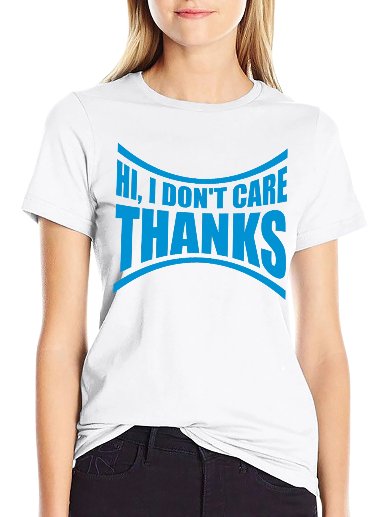 Black Funny "I Don't Care Thanks" Graphic Tee - Black view 9