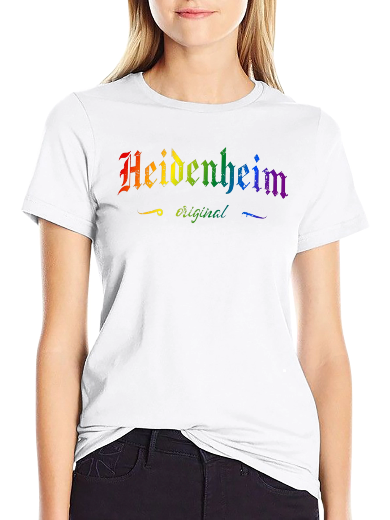 Black Heidenheim Original Rainbow Text Black T-Shirt view 9