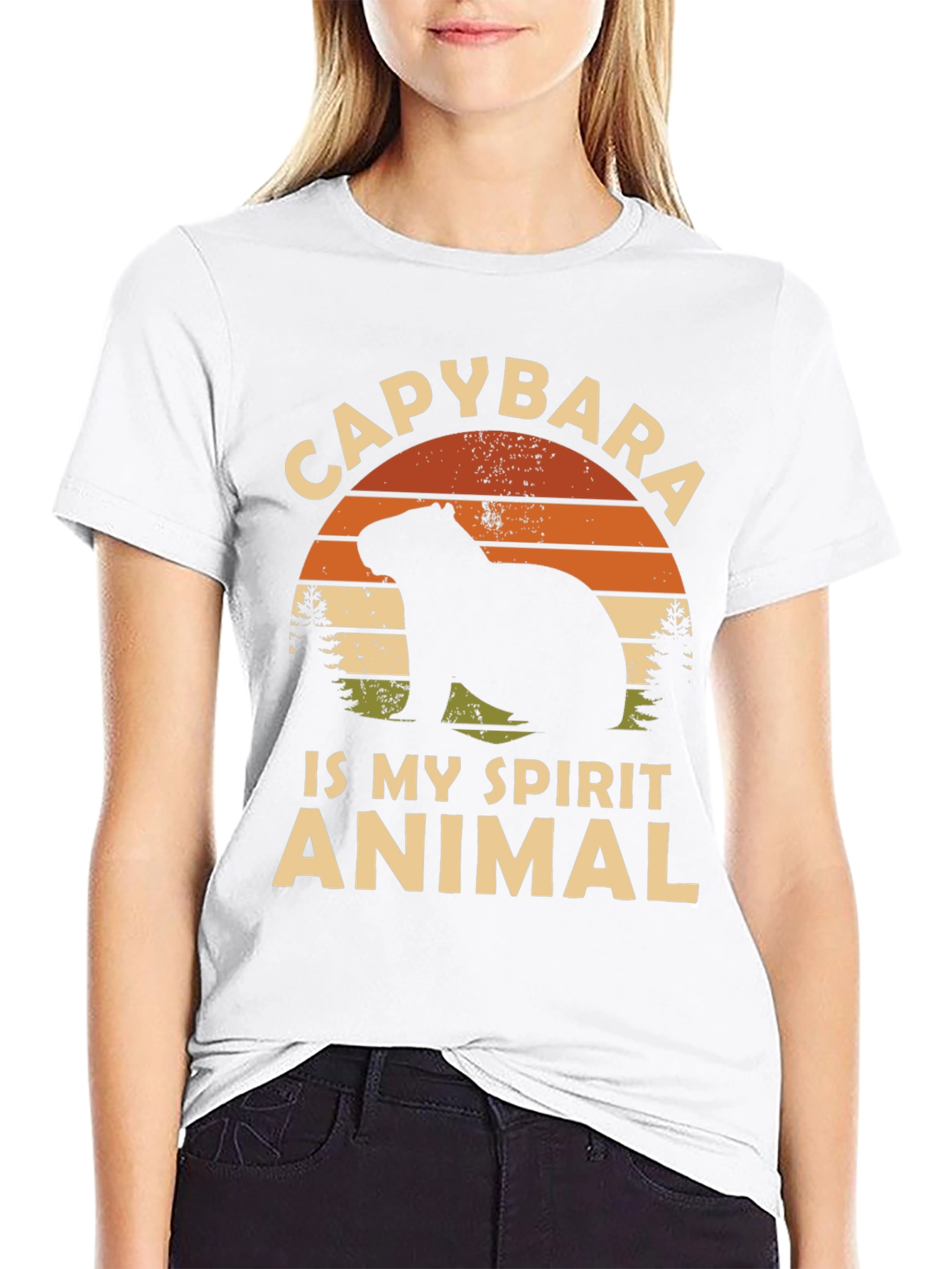 Black Capybara Spirit Animal Graphic Tee view 9