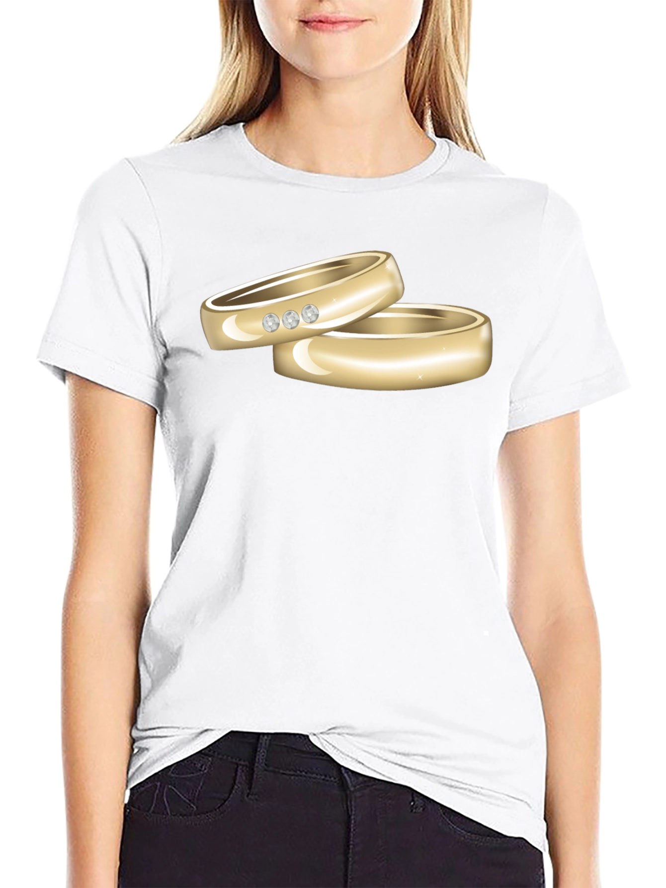 Black Wedding Rings Graphic Tee - Stylish Black T-Shirt view 9