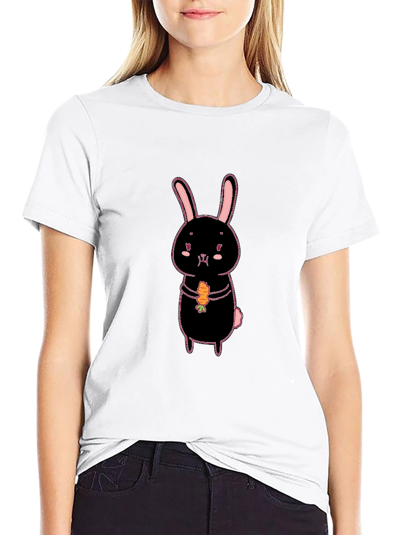 Black Black Bunny Carrot T-Shirt - Cute Graphic Tee view 9