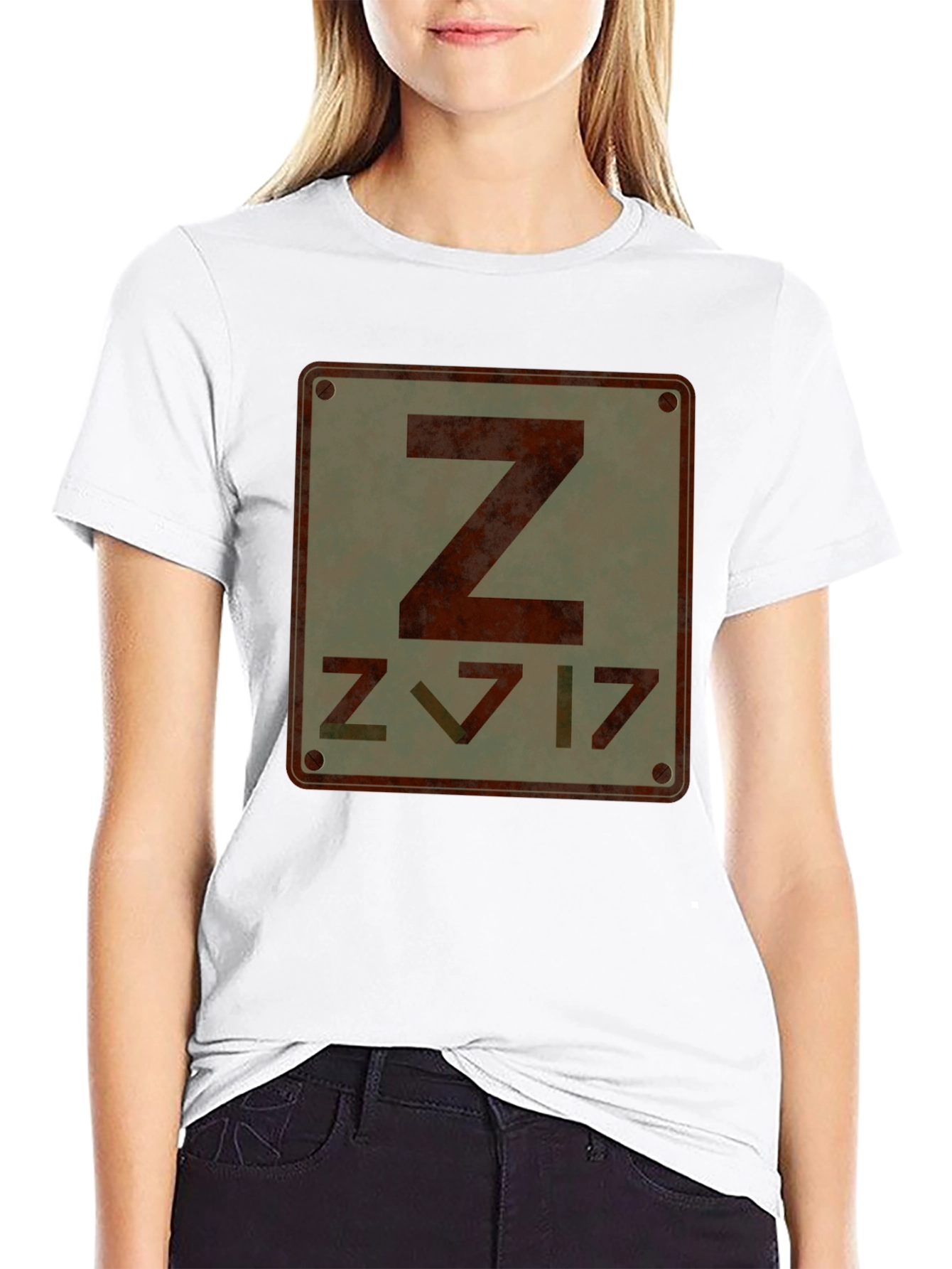 Black Retro Z Design Graphic T-Shirt view 9